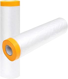 LISHINE 13Ft x 65 Ft Plastic Painting Drop Film, 2 Pcs Tape and Drape Dust Plastic Drop Cloth, Pre-Taped Masking Film for ...