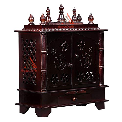 Pooja Mandir para el hogar templo de madera nogal mediano Aakrati