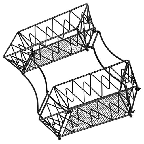 Cabilock 2 camadas de metal retangular para armazenamento de frutas e frutas, tigela de metal, tigel
