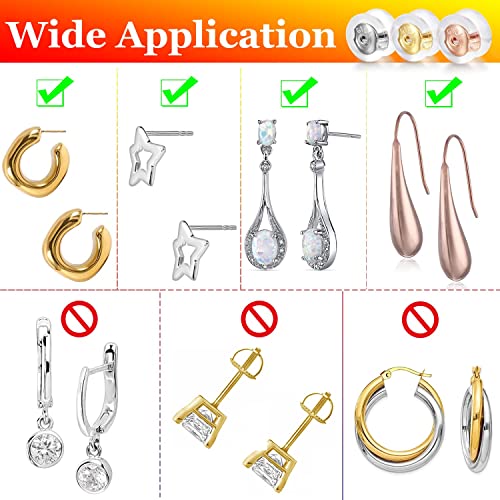 Moconar Sterling Silver Locking Secure Earring Backs For Studs, Silicone Earring Backs Replacements For Studs/Droopy Ears, No-Irritate Hypoallergenice Earring Backs For Adults&Kids #TOP3