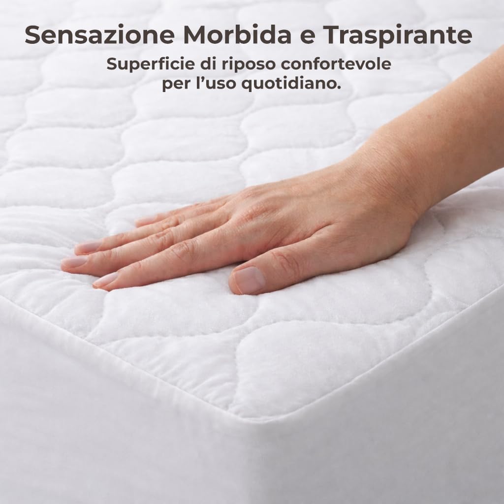 LivinEase Coprimaterasso Matrimoniale 200x200 Trapuntato - Altezza Fino a 30 cm con Elastico Tutto Intorno - Copri Materasso 200x200 - Oeko-Tex e Traspirante - Non Impermeabile