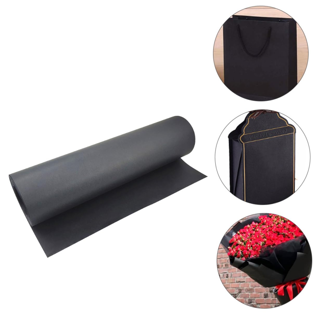 STOBOK Schwarzes Geschenkpapierrolle aus Hochwertigem Kraftpapier Blumenpapier zum Verpacken von Geschenken Dekoratives Packpapier für Fotos und Bastelarbeiten