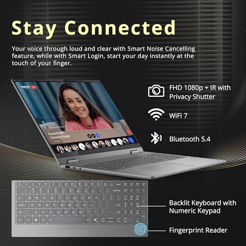 Image of Lenovo Yoga 7i 2-in-1 16 inch 2K Touchscreen Laptop, Intel Ultra 5 226V, 16GB LPDDR5X, 2.5TB(2TB SSD+512GB Docking Station), Intel Arc Graphics, Backlit Keyboard, Fingerprint, Wi-Fi 7, Win 11 Pro, Gray
