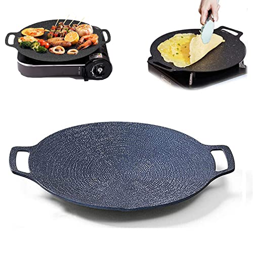 Sartén antiadherente para parrilla de piedra médica multifunción,plancha redonda para barbacoa con asa,placa de estufa multifuncional para carnes,tortitas,costillas (12in)