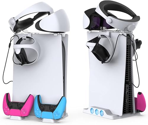 Miniatura 2 de ECHZOVE PS VR2 - Soporte de almacenamiento, PS VR2 con soportes para controladores PS VR2 y cable de carga magnético para controladores PS VR2, todo