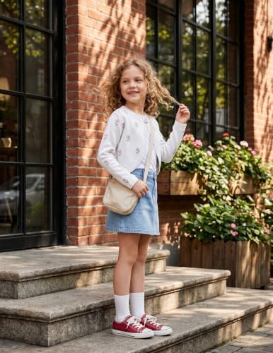 Image of Arshiner Girls Open Front Shrug Cardigan Knit Bolero with Button Closure