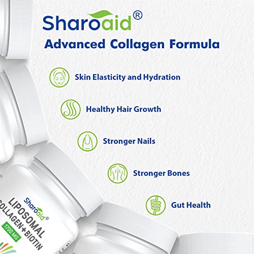 Liposomal Hydrolyzed Collagen Peptides 1700Mg And Biotin 10000Mcg Supplements For Women,Men,High Absorption,Vitamin E,C And Zinc Capsules For Skin,Hair Growth,Joint And Nails,60 Softgels #TOP5