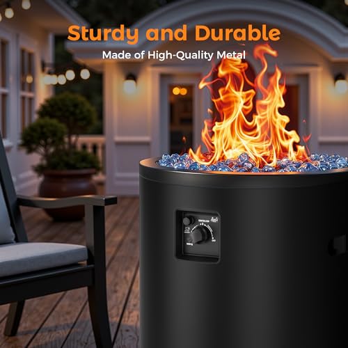 BALI OUTDOORS 50,000 BTU Propane Fire Pit Outside, 23 inch Outdoor Fire Pit Round, Black Firepits for Outside Patio, Garden, Backyard
