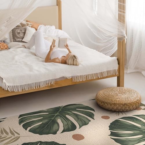 Tapis en vinyle pour cuisine salon et chambre au motif monstera exotique - 3
