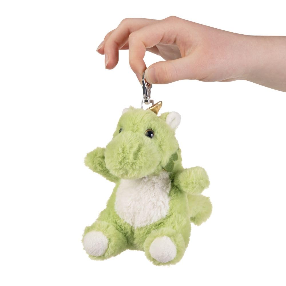 LITTLE Living Nature Clips Dragon Stuffed Plush Animal Toy Keyring GREEN, Small (5.9 inches) - Image 3