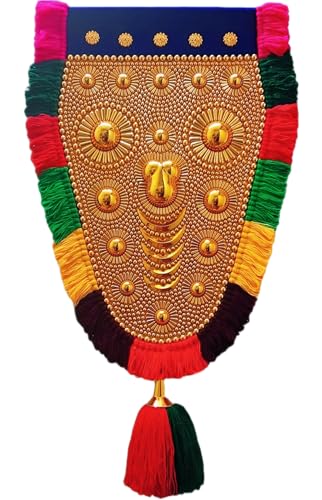 Image of BUNNY BEAR | 2.00 Feet(61 CM) Kerala Nettipattam Wall Hanging | Gold Plated Elephant Caparison | Traditional Kerala Handicraft Decorative Art for Home, Pooja Room & Gift Decor
