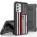 BEYOND CELL Compatible with Samsung Galaxy A53 5G, Armor Kombo Kickstand Case with Belt Clip Holster, Hybrid Rugged Heavy Duty Shockproof Drop Protection Thin Red Line Us Flag