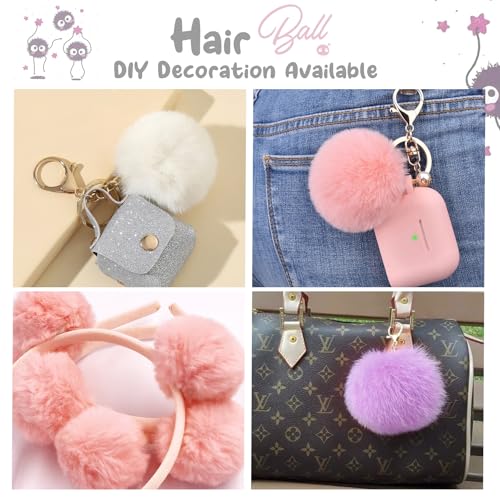 Image of 18Pcs Faux Fur Pom Poms for Hats 2.3 Inch Fluffy Pom Poms with Elastic Loop