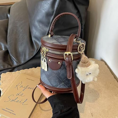 Bucket Bag,Checkered Crossbody Bag,Blue Clutch Purses for Women,Denim Purses for Women3