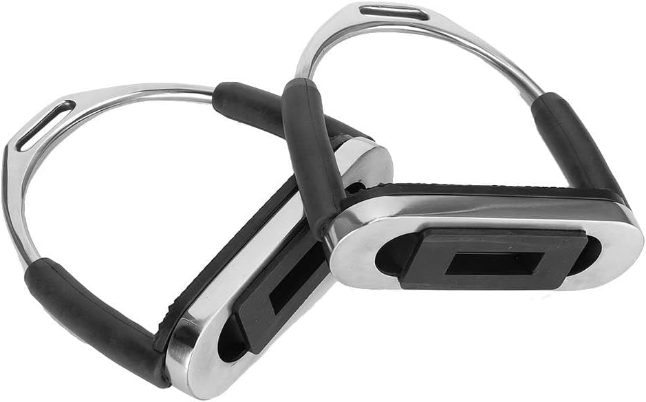Cyrank Horse Riding Stirrups Stainless Steel Horse English Riding Protection Saddle Tack Overshoe Cushioned Horse Stirrups with Rubber