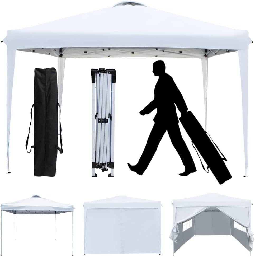 Amazon Canopy 10x10フィート 防水ポップアップテント サイドウォール4つ付き アウトドアイベントシェルター サンシェード