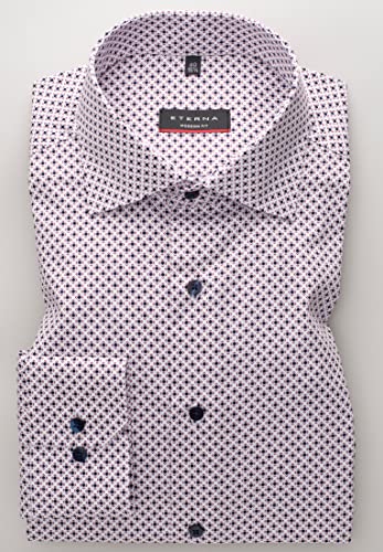 Eterna Uomo Print Shirt Modern Fit Red 41_H_1/1