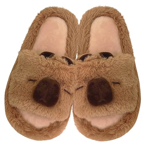 Cute Animal Slippers Capybara Fun Animal Plush Warm Slides for Women Funny Cozy House Slippers Open-toe Indoor Gift