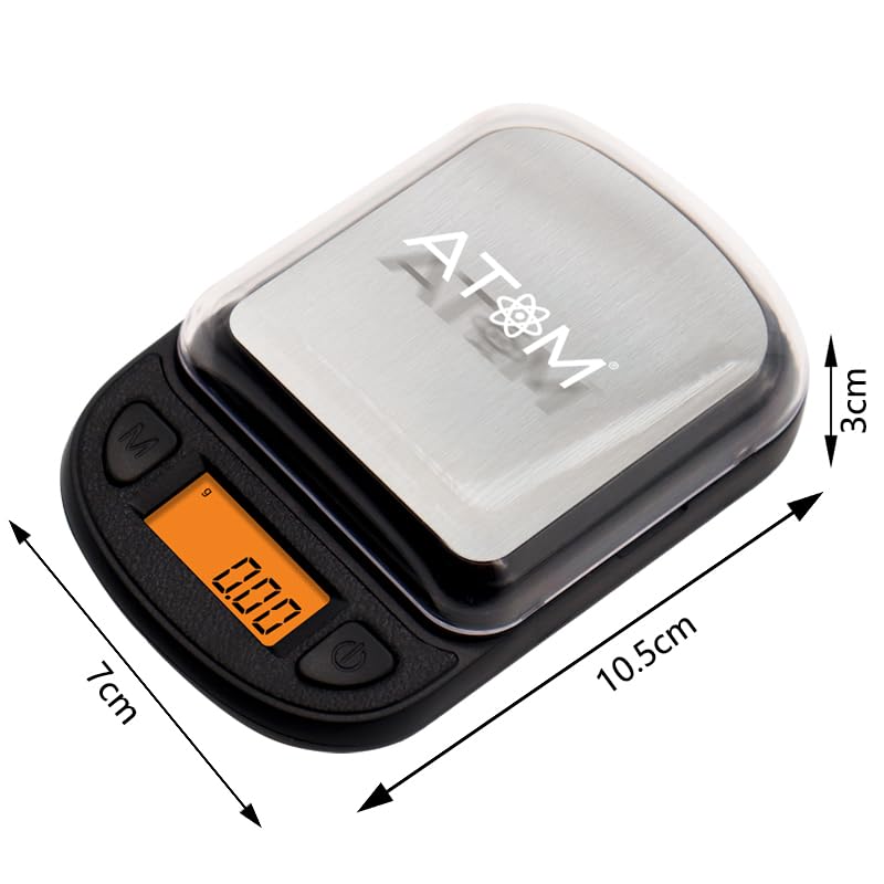 Image of ATOM A 400 Digital Pocket Weighing Scale with 300gmx0.01g Capacity Precision Mini Weight Machine For Jewellery, Precious Gems with Tare & Counting Function. A 100 Series