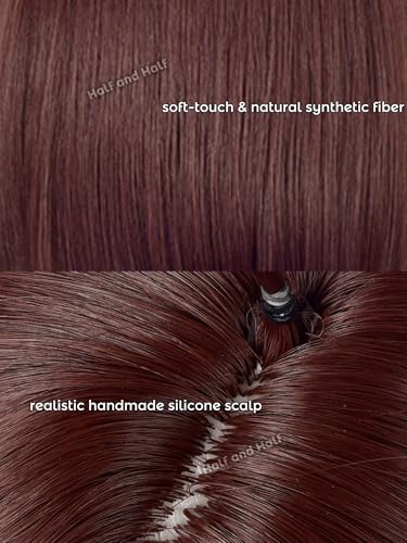 Image of Half and Half Momo Ayase Cosplay Wig for Women Short Dark Brown Bob Anime Female Wigs with Bangs Deep Brown Momo Costume Wigs for Party Halloween