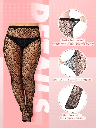 Image of Jadive 6 Pairs Women Plus Size Suspender Tights Fishnet Thigh High Stockings Garter Belt Lingerie Pantyhose