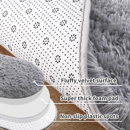 Tapete oval gris suave para dormitorio y sala 2x5 miniatura 3