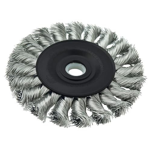 Image of Weiler 08264 3 inch Standard Twist Knot Wire Wheel, .014 inch Stainless Steel Fill, 1 /2 inch-3 /8 inch Arbor Hole, Made in The USA (Pack of 10)