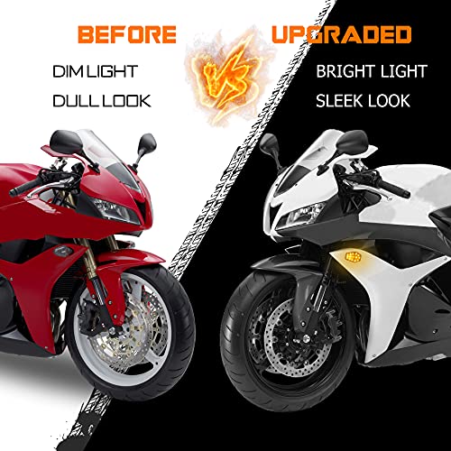 Quasco Led Flush Mount Motorcycle Turn Signals Universal 12V Blinkers Smoked Lens Compatible With Sport Street Racing Bike Kawasaki Suzuki Yamaha, Amber #TOP2