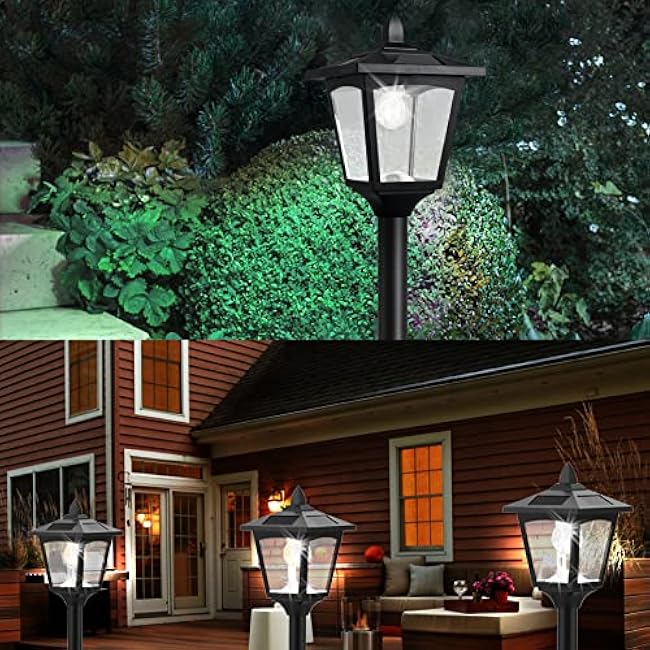 67 Solar Lamp Post Lights Outdoor 50 Lumens, Solar Powered Vintage Street Lights for Garden, Lawn, Pathway, Driveway, Front/Back Door£¨Planter not Included£©