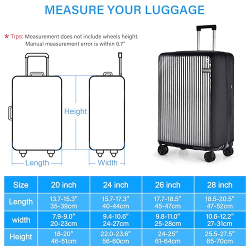 Oscaurt Luggage Cover Clear Travel Suitcase Protector - No Disassembly, Transparent PVC Luggage Protector with Zipper for 28 inch Suitcases3