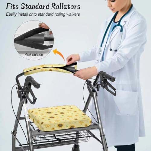 Image of Soft Universal Walker Seat Covers, Sunflower Adjustable Rollator Backrest and Seat Covers, Accessories for Seniors Women Men