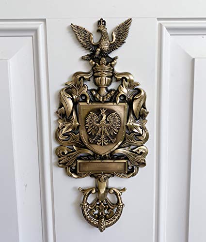 Polart Polish Gifts Poland Coat Of Arms Brass Wooden Gift Boxed Door Knocker With Reversible Two Sided, Witamy Welcome, Plate Design #TOP2
