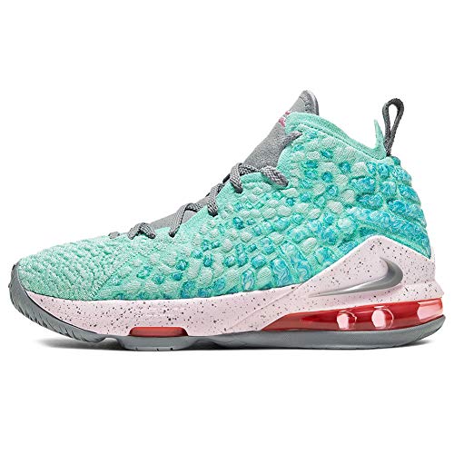 Nike Kids' Grade School LeBron 17 Basketball Shoes, Light Aqua/Particle Grey-pink Foam, 7 Big Kid