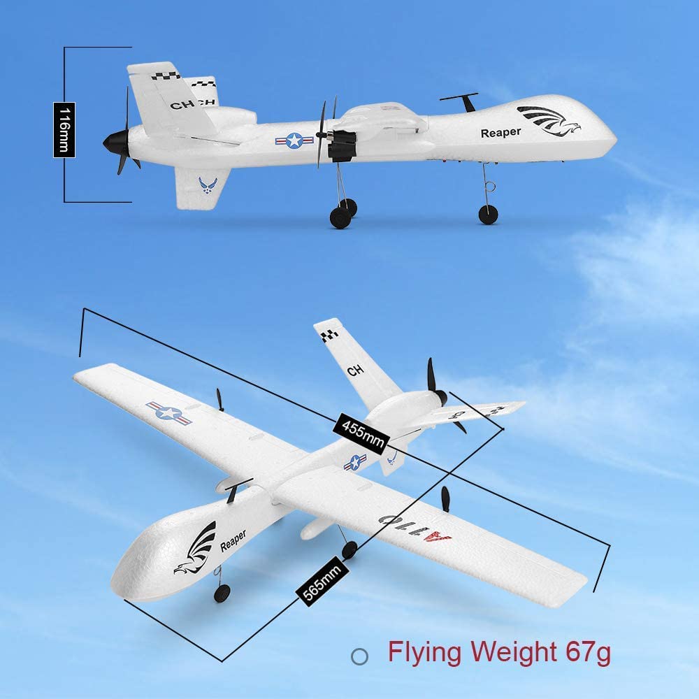 Aereo da aliante RC Aereo telecomandato ad Ala Fissa a 3 canali, Aereo radiocomandato a 2,4 GHz con stabilizzatore giroscopico a 6 Assi, eccellenti Prestazioni dell'aliante per pri
