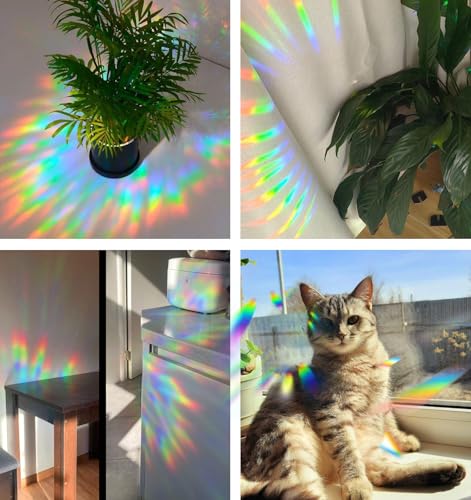 Image of Rainbow Window Stickers, 18 Pcs Prism Window Cling for Windows Bird Deterrent, Sun Catcher Sticker (2 Sheets)