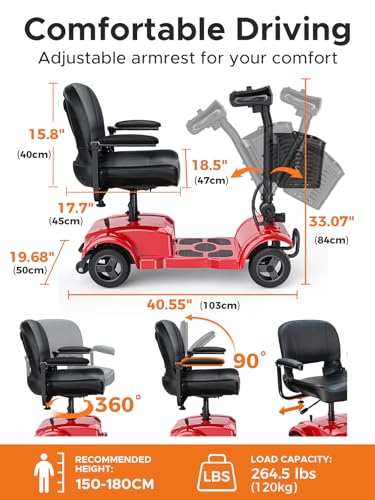 ENGWE-Ease1-250W-Powered-Mobility-Scooter-for-Adults-4-Wheel-Folding-Electric-Scooters-for-Seniors-with-155Miles-62MPH-24V-12AH-Battery-Red