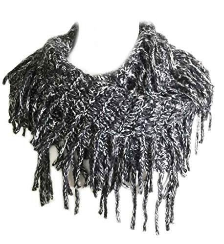 aesthetinc Classic Marbled Mix Color Tassel Knit Infinity Loop Scarf Wrap Soft Warm