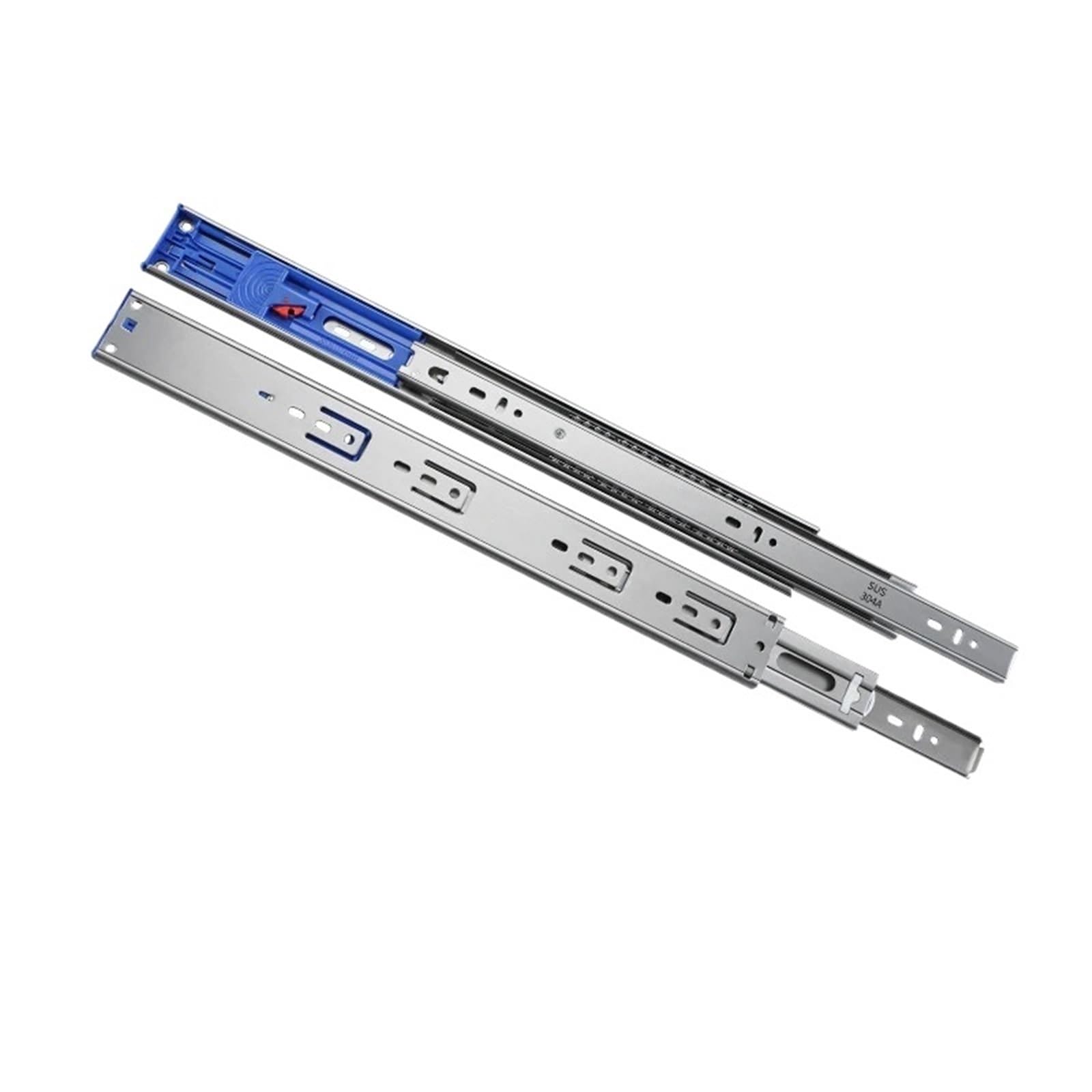 Ppqiru Silver 18Inch 45Cm 4Pcs Rebound Drawer Slides Rail Stainless Steel 10"-20" Three Section Ball Bearing Runners Track Damper Buffer Hardware For Cabinet Drawer(Silver 18Inch 45Cm)