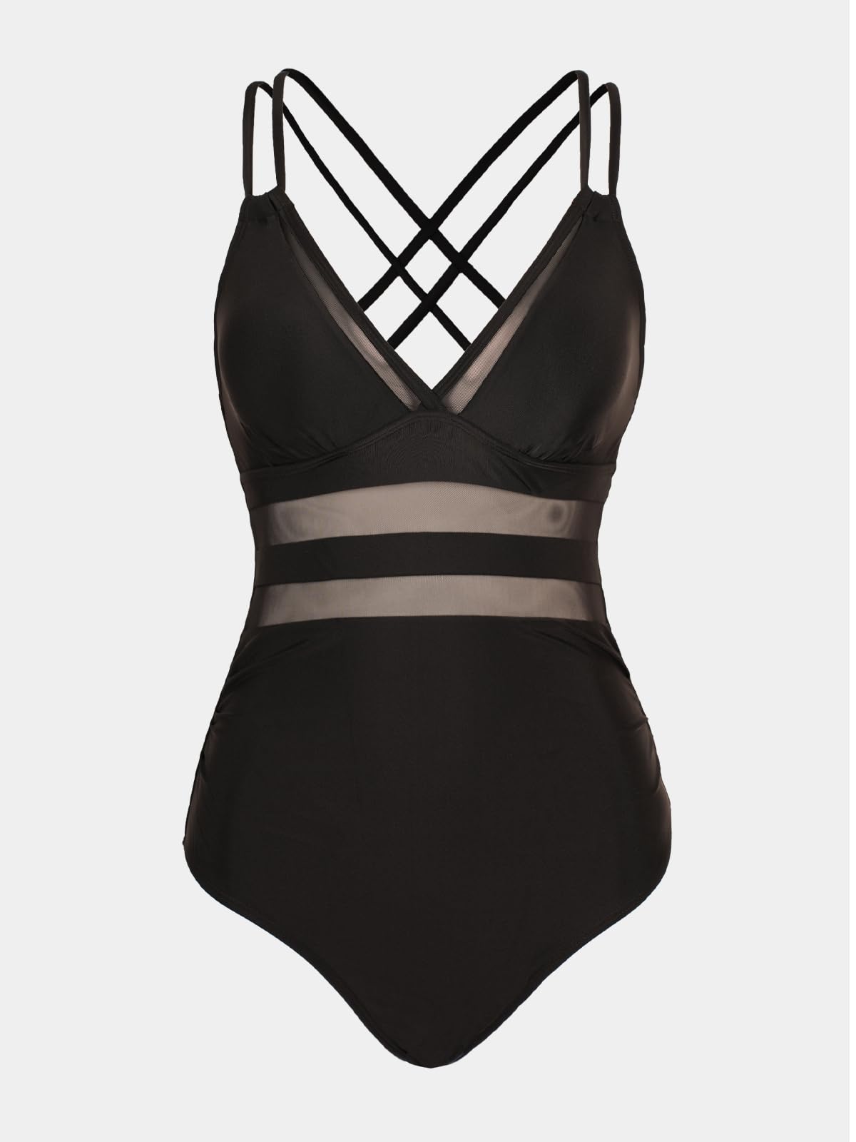 CUPSHE Maillot de bain une pièce pour femme - Col en V - Maille - Découpes décoratives - Double bretelles - Mode plage
