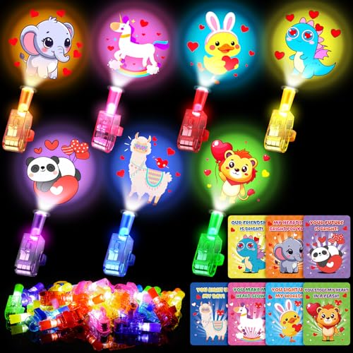 CPSYUB Easter Gifts for Kids 28 Pack LED Finger Lights with Holiday Cards Classroom School Party Favors Exchange Prizes Light Up Toys Bulk Goodie Bag Fillers for Boys Girls Toddlers