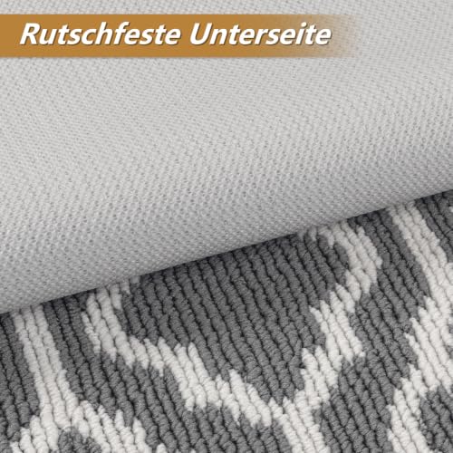 SHACOS Teppich Läufer Flur Waschbar 60x240 cm, Teppichläufer Lang, Grau – Ansicht 3