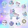 Nattork Kids Roller Skates for Girls Boys Kids, 4 Sizes Adjustable Quad Skates Butterfly and Flower with All Light up Wheels - Birthday Gift for Indoor Outdoor Sports #2