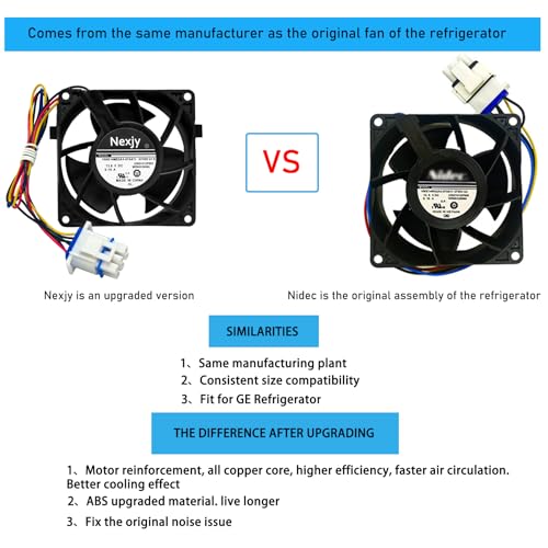 Image of 2026 Upgraded OEM WR60X26866 Refrigerator Evaporator Fan Motor for GE Refrigrator, Replace V80E14MS2A3-57A611, WR60X26030, WR60X10356, WR60X10357, Fix Noise, Stabilize Cooling -10 Years Warranty