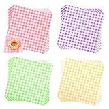 200pcs Waxed Deli Paper Sheets, 7.1x7.1in 4 Colors Checkered Food Basket Liners Deli Greaseproof Wax Paper for Wrapping Food Sandwiches Fries Burgers Bread