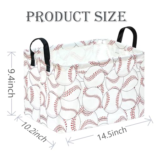 Image of Baseballs Storage Basket Laundry Hamper with Handles, Toys Storage Box and Bins Gift Basket for Children