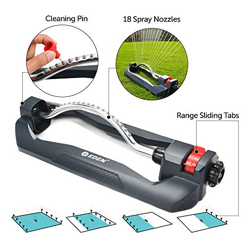 Image of Eden 96214 Sprinkler,18 Precision Nozzles, Range Control, Lawn & Garden Watering W /Quick Connect Starter Set