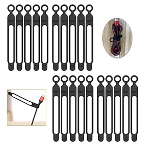 UMUST 20-Pack Black Silicone Cable Straps