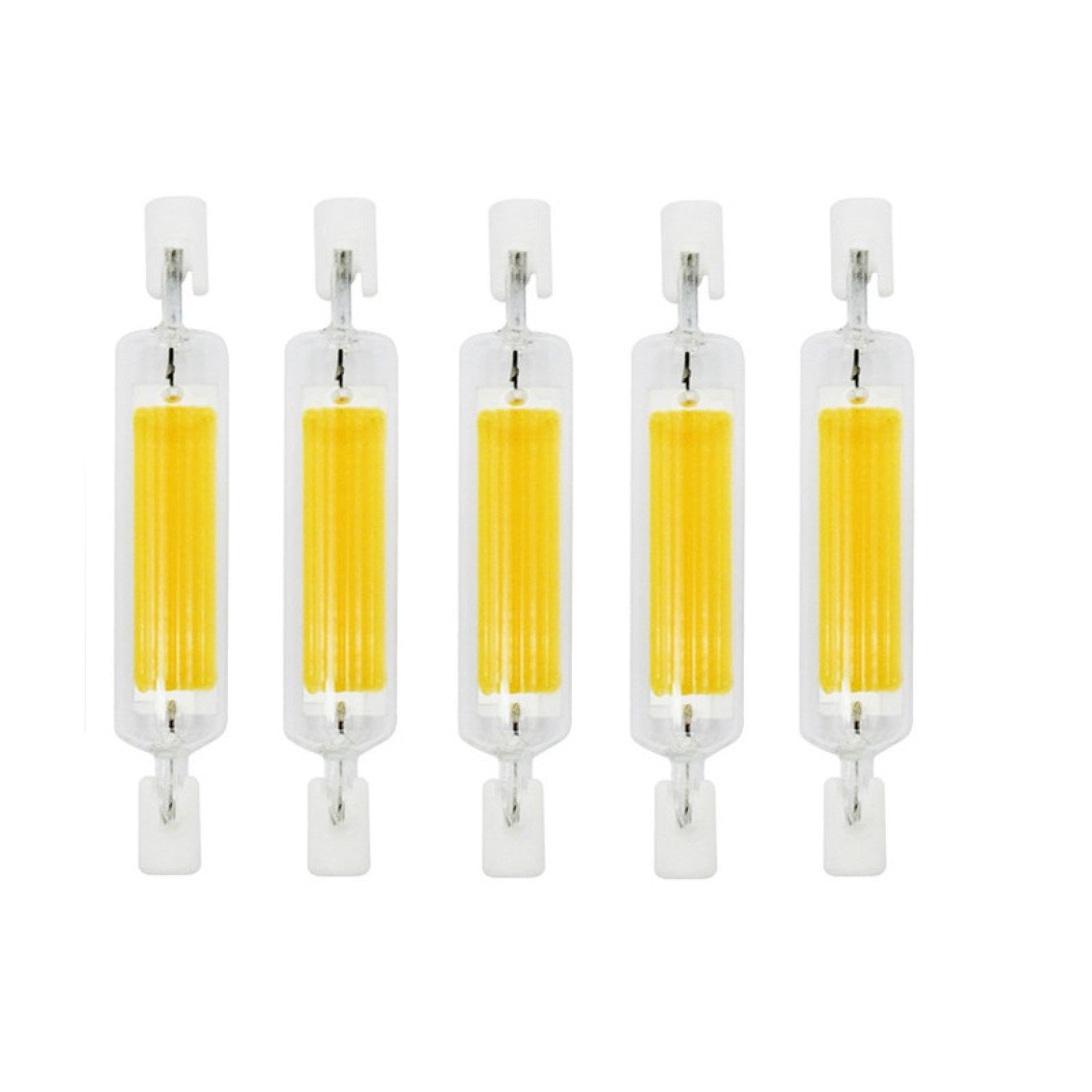 Bombillas LED R7S de 10 W, 20 W, COB, 78 mm, 118 mm, regulables, iluminación de 360°, CA 110 V-220 V, IP54, multicolor, paquete de 5 unidades de 78 mm y 10 W, luz natural