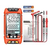 Multímetro Digital Profissional True RMS 6000 Contagens, Faixa Automática, NCV, Mede Tensão AC/DC, Corrente, Resistência e Continuidade, Tela Iluminada e Lanterna Dupla