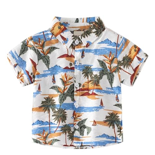 Toddler Boys Button Down Tshirt Short Sleeve Hawaiian Beach Tops